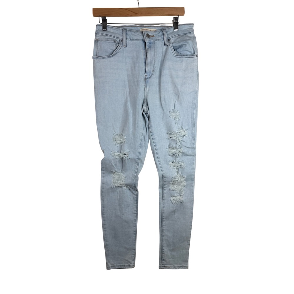 Levi's 712 Distressed High Rise Skinny Jeans size 31 Light Wash Blue
